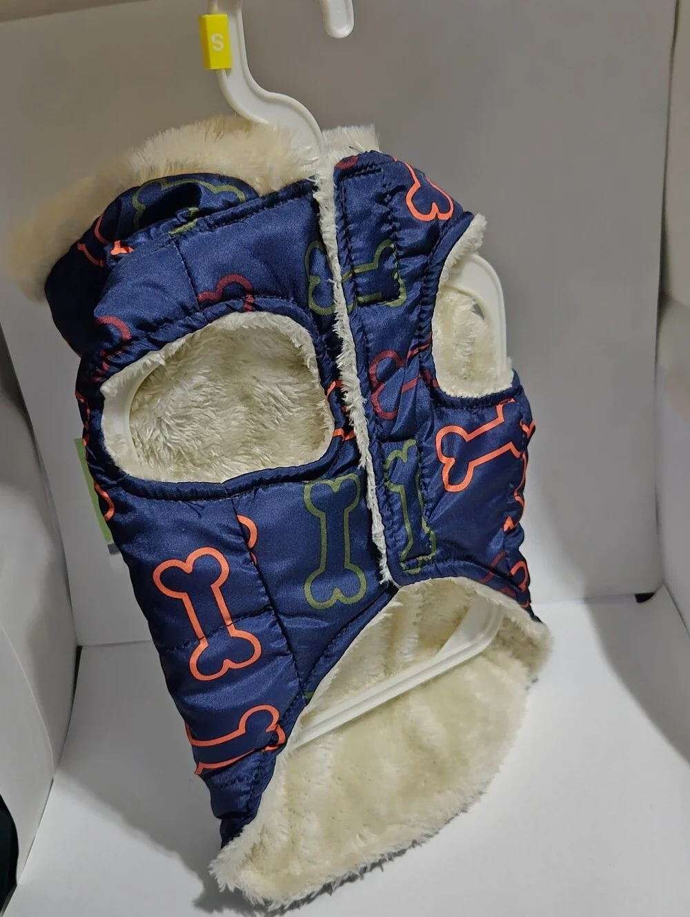 Meijer Navy Dog Parka with Red and Green Bone Print
